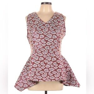 Noble 31 Leopard Print Metallic Peplum Blouse Top Size Large L